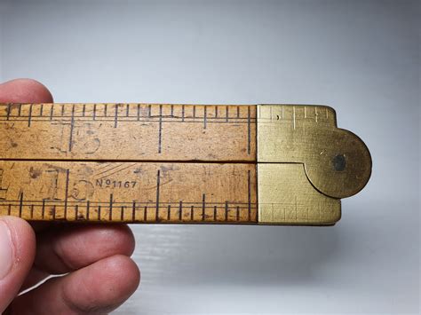 Rabone And Sons Folding Ruler Wood And Brass Metal Ruler Etsy