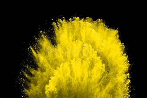 Yellow Powder Explosion On Black Background Stock Image Image Of