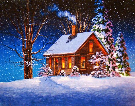 Winter Cabin Christmas Wallpapers Wallpaper Cave