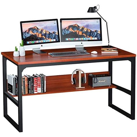Computer Desk With Bookshelf 55 For Home Office Sturdy Writing And