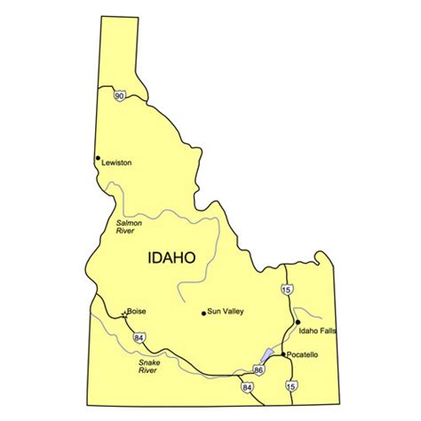 Idaho Us State Powerpoint Map Highways Waterways