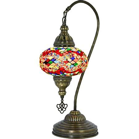 DEMMEX 33 Colors Turkish Moroccan Mosaic Table Lamp Swan Neck