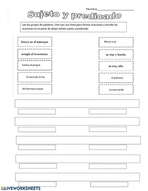 Sujeto Y Predicado Interactive Worksheet Worksheets Classroom Workbook