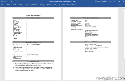 Download Template Resume Bahasa Melayu Myrujukan