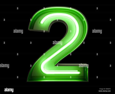 Neon Green Light Glowing Digit Alphabet Character 2 Two Font Front