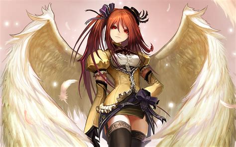 Wallpaper Long Hair Anime Girls Wings Angel Black Hair Demon