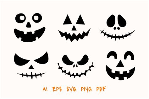 Pumpkin Faces Halloween Scary Cliparts Graphic by DTCreativeLab
