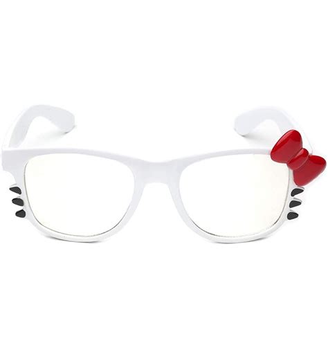 non prescription clear lens hello kitty bow tie women girls fashion glasses white red bow