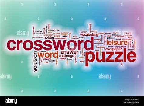 Crossword Puzzle Word Cloud Concept With Abstract Background Stock