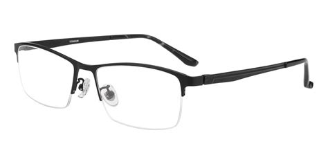 men s rectangle eyeglasses half frame titanium black st0234