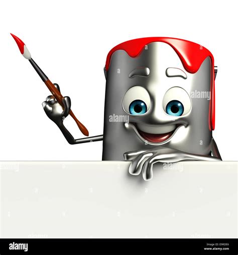 Cartoon Character Of Paint Bucket With Sign Stock Photo Alamy