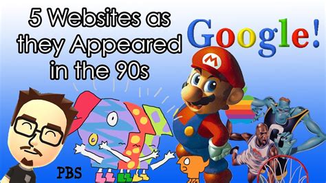 5 websites as they appeared in the 90s youtube
