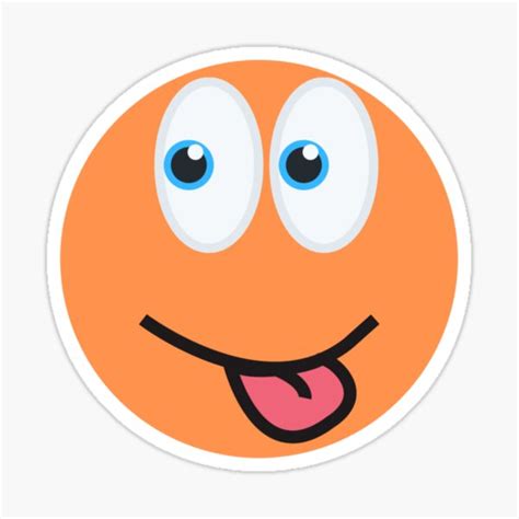 Orange Silly Emoji With Tongue Out Sticker By Roderick0316 Redbubble