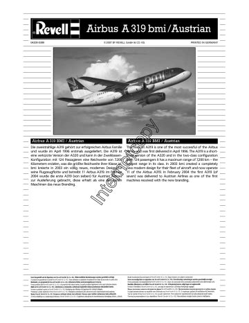 Revell Airbus A Austrian Assembly Manual Manualzz
