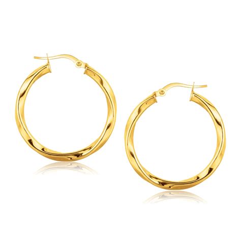 Classic Twist Hoop Earrings In K Yellow Gold Inch Diameter