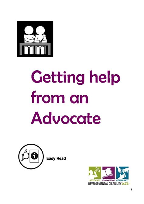 Getting Help From An Advocate Easyread Ddwa • Developmental Disability