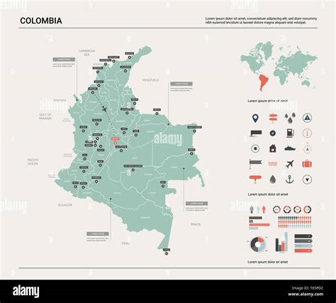 Vector Map Of Colombia High Detailed Country Map With Division Cities