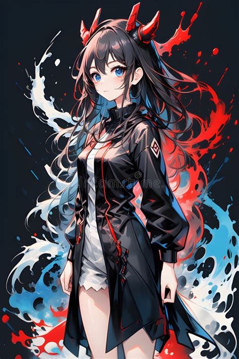 A Half Demon Of Anime Girl In Splash Art Beautiful And Aesthetic
