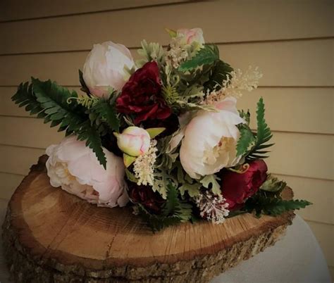 These blooms are guaranteed to stand up to heat. Blush Pink And Burgundy Peony Bridal Keepsake Wedding ...