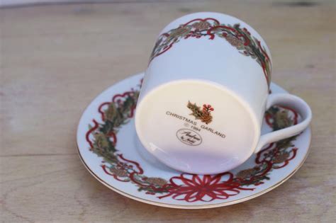 Vintage Christmas Garland Holiday China Cup And Saucer Set Andrea By Sadek Japan