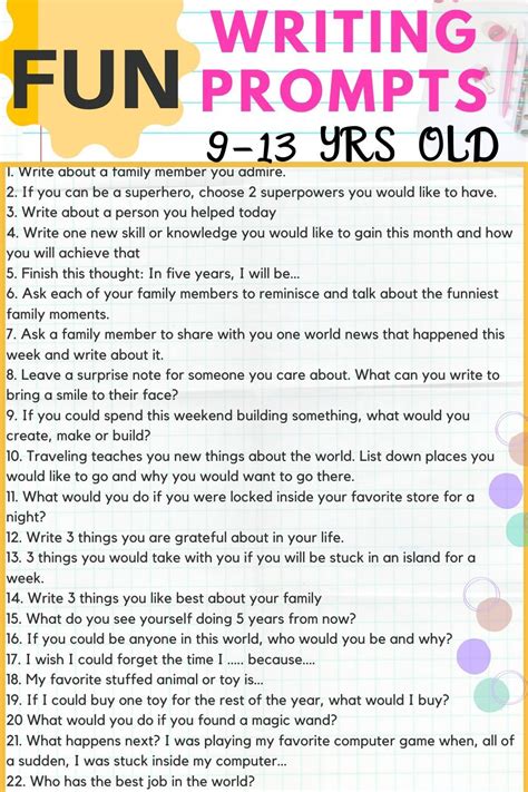 43 Creative Writing Prompts For Middle School Awesome Journal In 2020