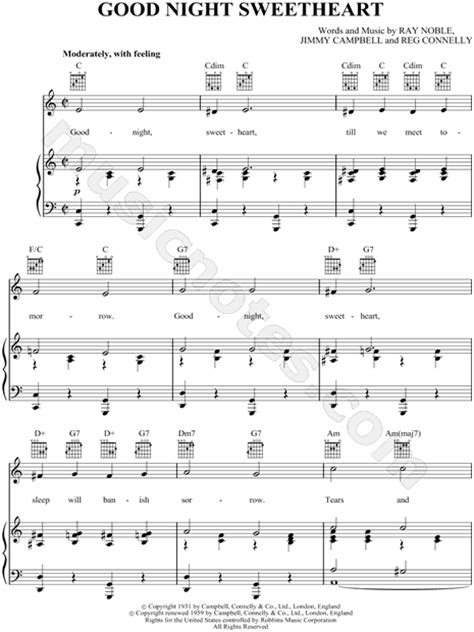 Bing Crosby Good Night Sweetheart Sheet Music In C Major Download And Print Sku Mn0056203