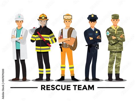 Rescue Team Vector Illustration Cartoon Character Stock Vector Adobe Stock