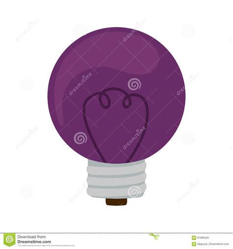Silhouette Circular Light Bulb Flat Icon Stock Illustration