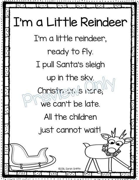 Im A Little Reindeer Christmas Poem For Kids Christmas Poems Kids