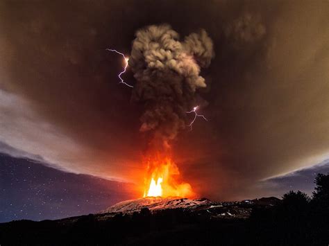 Etna covers an area of some 600 square miles (1,600 square km); Mount Etna: Incredible video of the volcano erupting for first time in two years | The ...