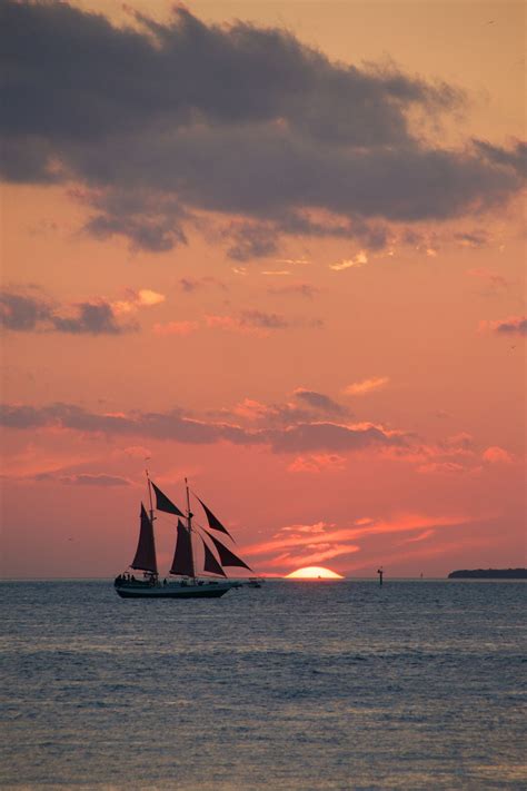 Sailboat Key West Sunset A Beautiful Sunset Off The Coast Of Key West