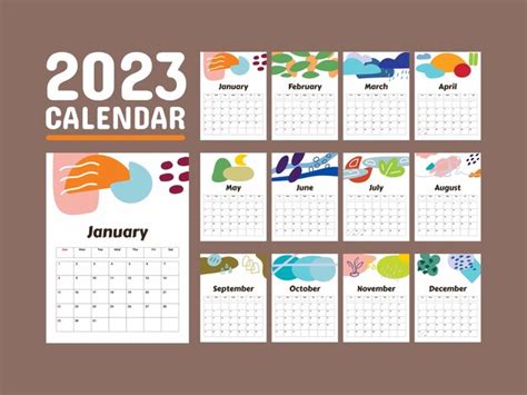 Premium Vector New Year 2023 Calendar Planner Template Abstract