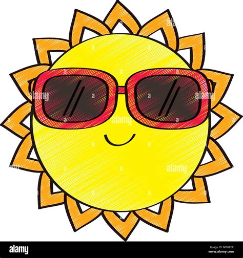 Cartoon Smiling Sun Characters Sunglasses Hi Res Stock Photography And