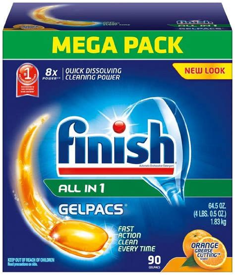 Finish All In 1 Mega Pack 90 Gelpacs Automatic Dishwasher Detergent