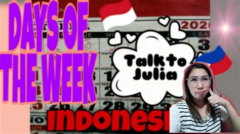 Days Of The Week In Indonesia Youtube