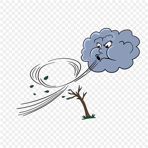Gambar Kartun Antropomorfik Angin Topan Cuaca Clipart Angin Awan