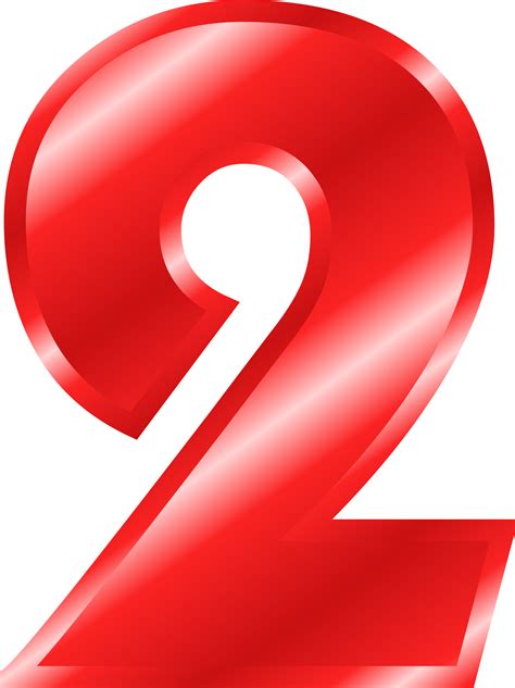 3d Number Two Red Gold Png Clip Art Image A69