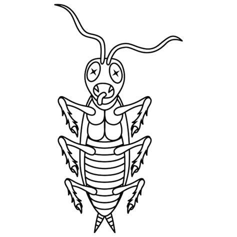 premium vector cartoon dead cockroach line art