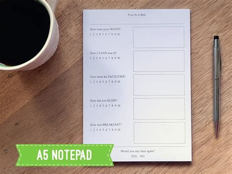 Four In A Bed Feedback Form Notepad Etsy