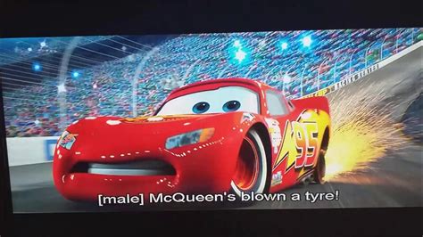 Cars Lightning Mcqueen Blows His Tyres With Audio Description Youtube