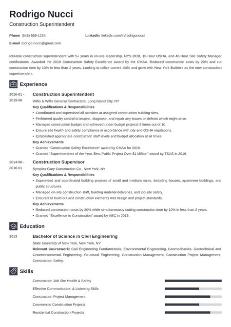 Construction Superintendent Resume Examples And Template