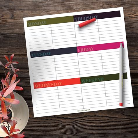 Weekly Wonder Colorful Calendar Desk Pad 8x8 Weekly Planning