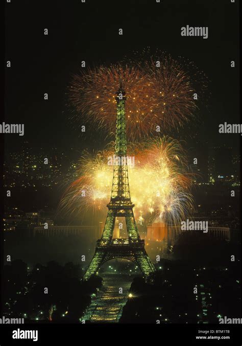 Fireworks Eiffel Tower Paris France Stock Photo Alamy