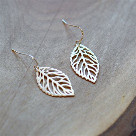 Sterling Silver Leaf Earrings Silver Nature Inspired Gift For