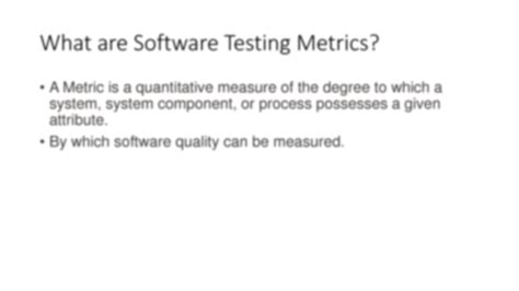 Solution Software Test Metrics Measurements Studypool