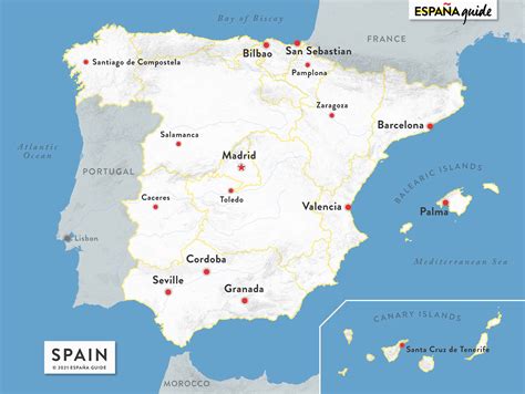 √ Spain Map With Cities Spain Map With Borders Cities Capital And