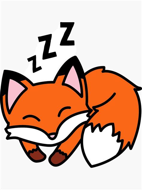 Sleeping Fox Cute Cartoon Drawing Sticker By Happypapertime Redbubble