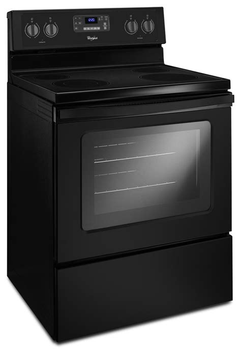 Whirlpool 30 Inch Black Free Standing Electric Range 4 Elements Ceramic