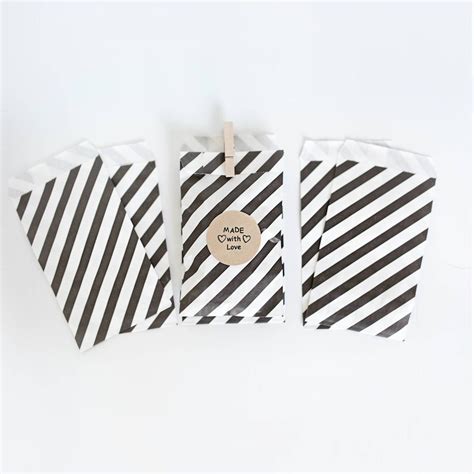 Lot Of 12 Black And White Stripe Paper Bags Various Sizes Etsy