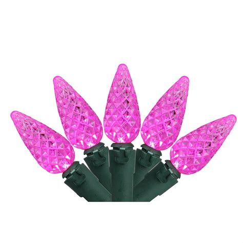Northlight 70 Pink Led Faceted C6 Christmas Lights 23 Ft Green Wire
